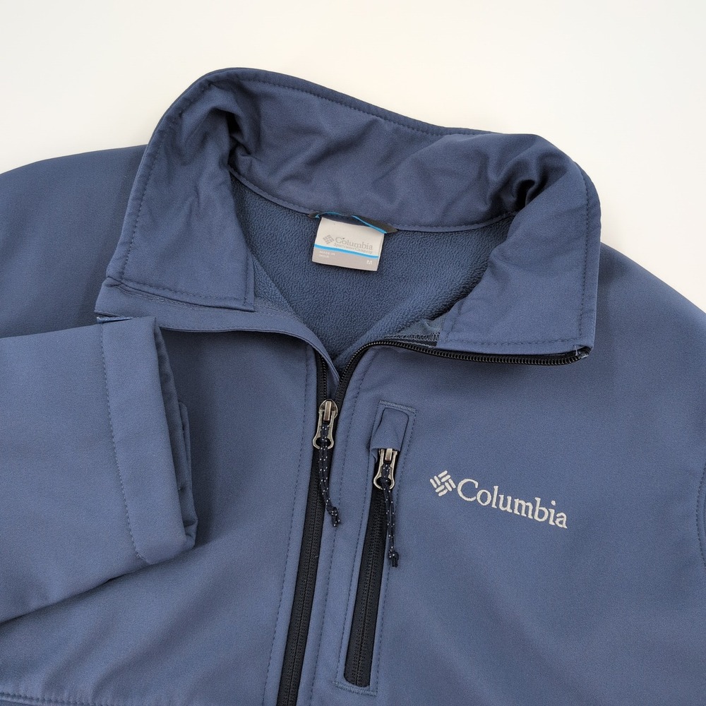 Columbia Ascender Softshell Jacket Mens Medium Blue Fleece Lined Full Zip